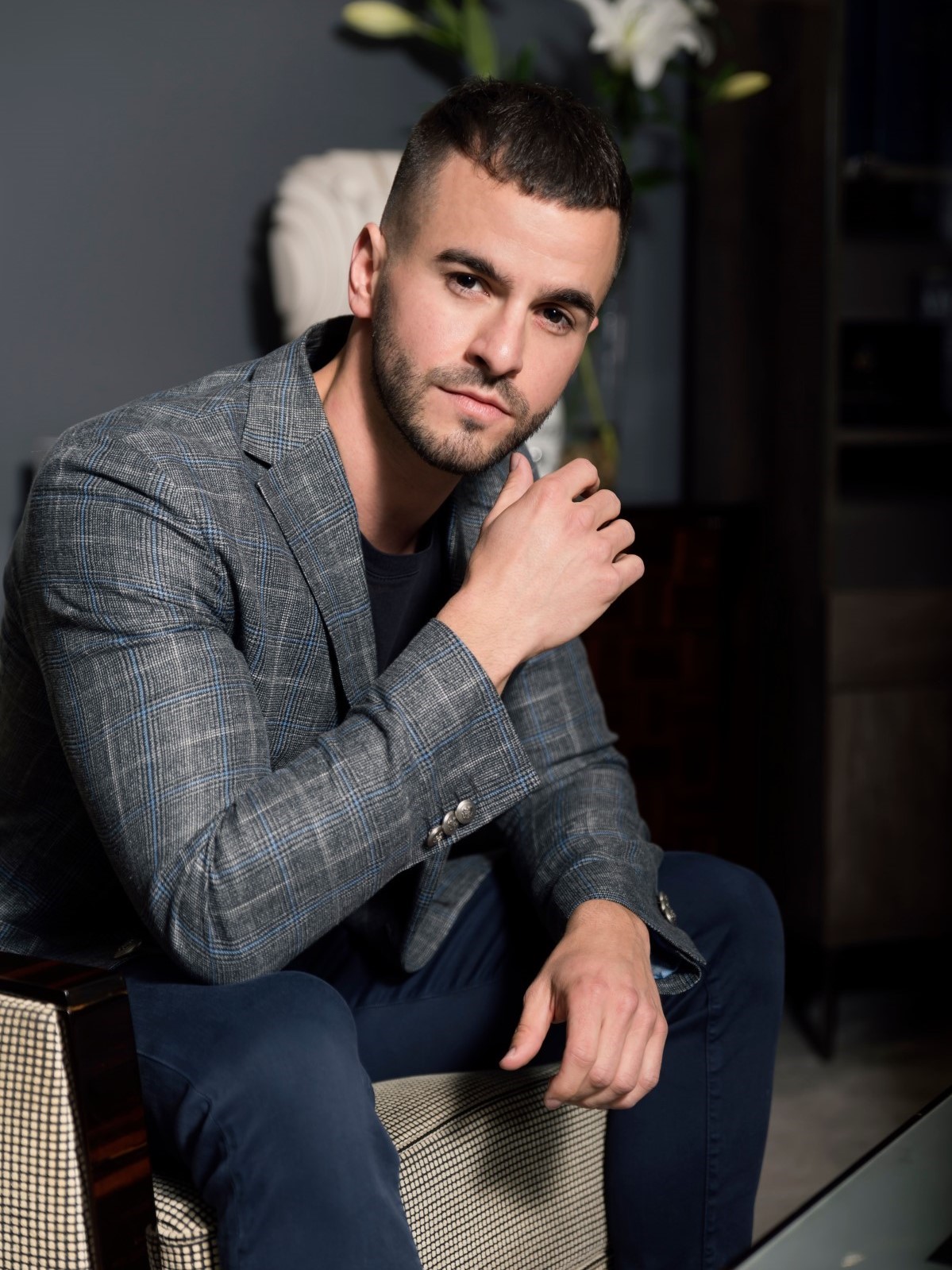 Steve Mqueen - szürke és kék zakó