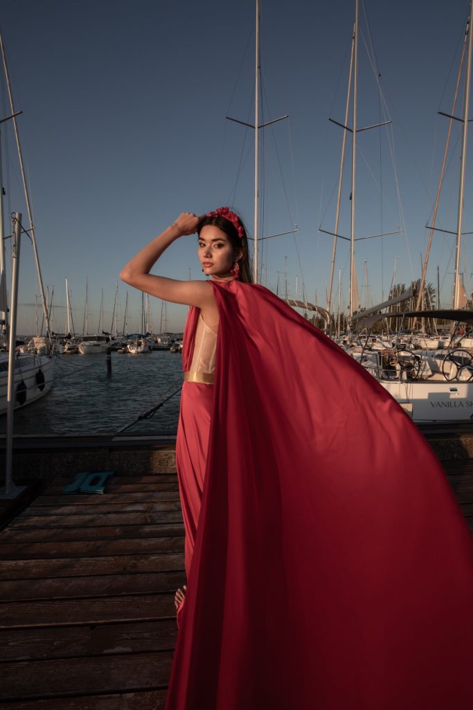 canissi iconic greek goddess dress in red 3