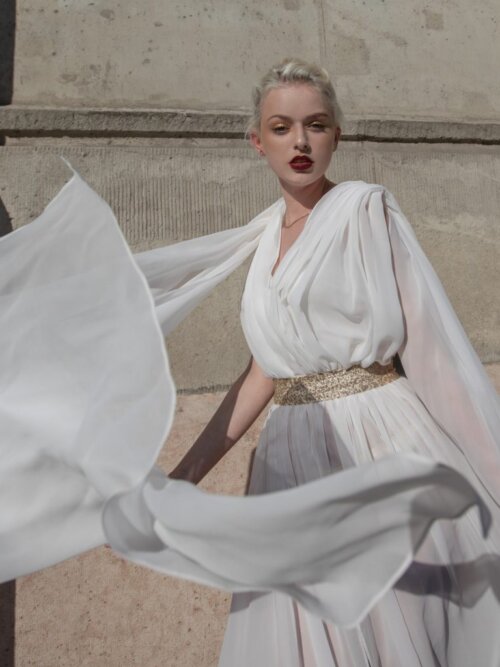 canissi iconic greek goddess dress in white 3