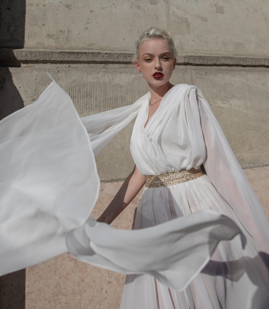 canissi iconic greek goddess dress in white 3