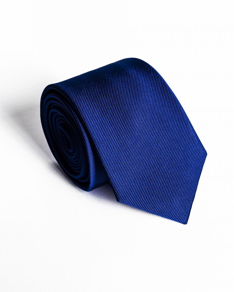 Királykék Anyagában Csíkos Slim Prémium Selyem Nyakkendő