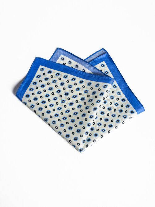 Középkék Virágos Díszzsebkendő