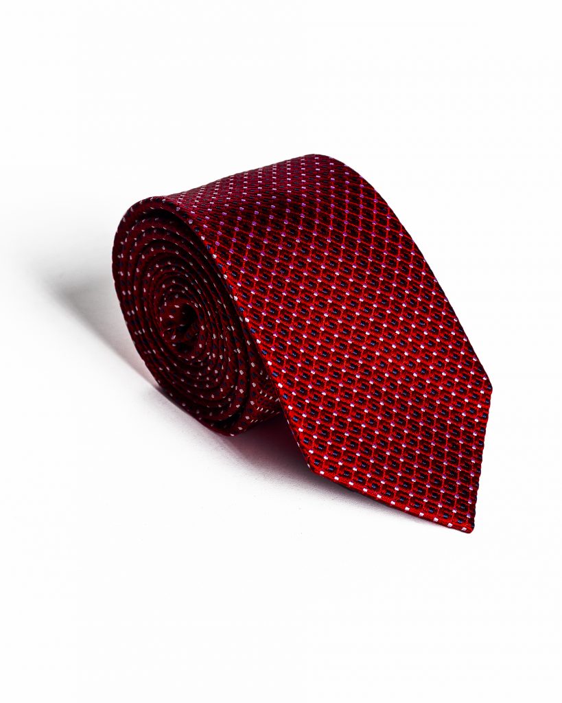 Piros Kockás Slim Prémium Selyem Nyakkendő