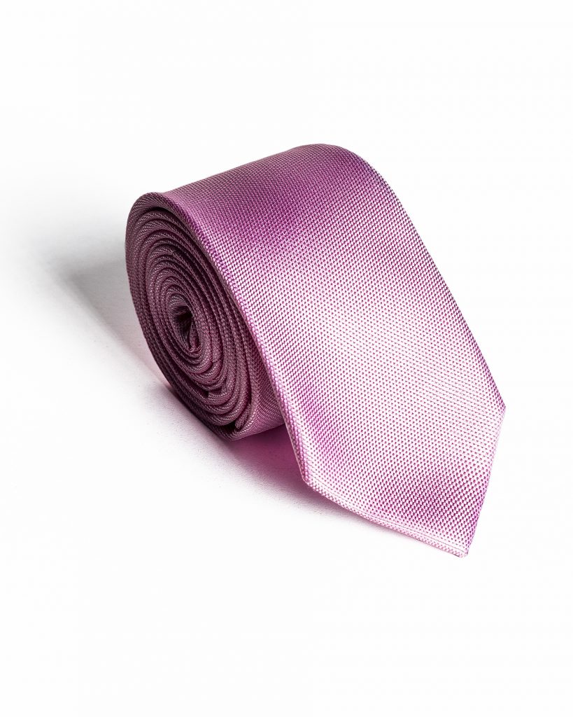 Rózsaszín Anyagában Mintás Slim Prémium Selyem Nyakkendő