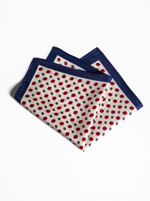 Sötétkék-Rózsaszín Virágos Díszzsebkendő