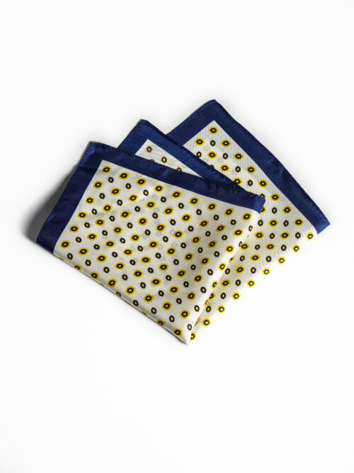 Sötétkék-Sárga Virágos Díszzsebkendő