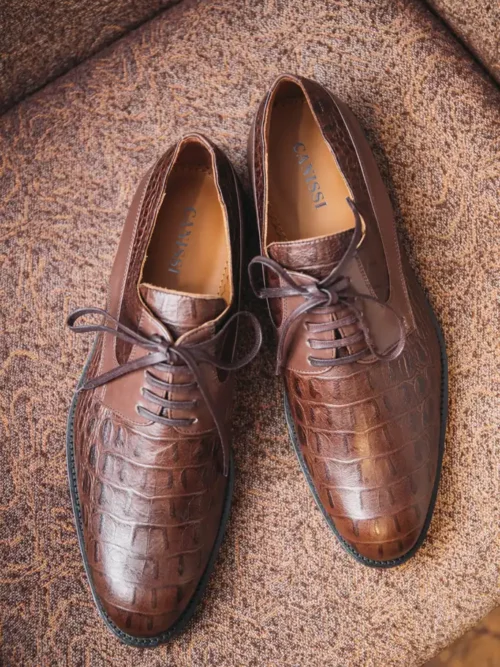 Krokodilmintás marhabőr férficipő