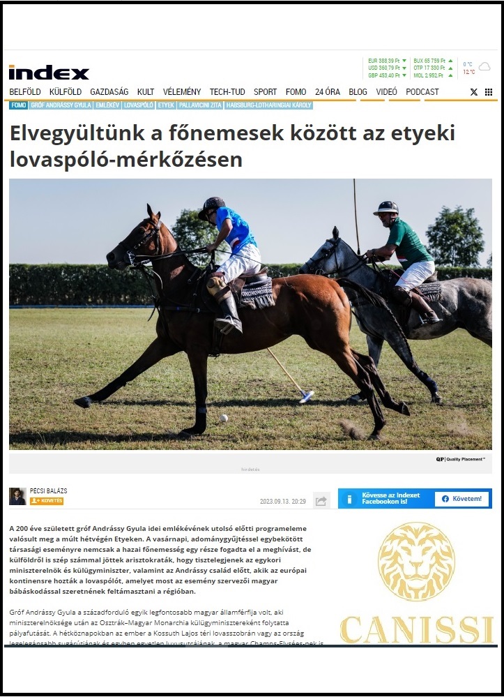 INDEX: Elvegyültünk a főnemesek között az etyeki lovaspóló-mérkőzésen